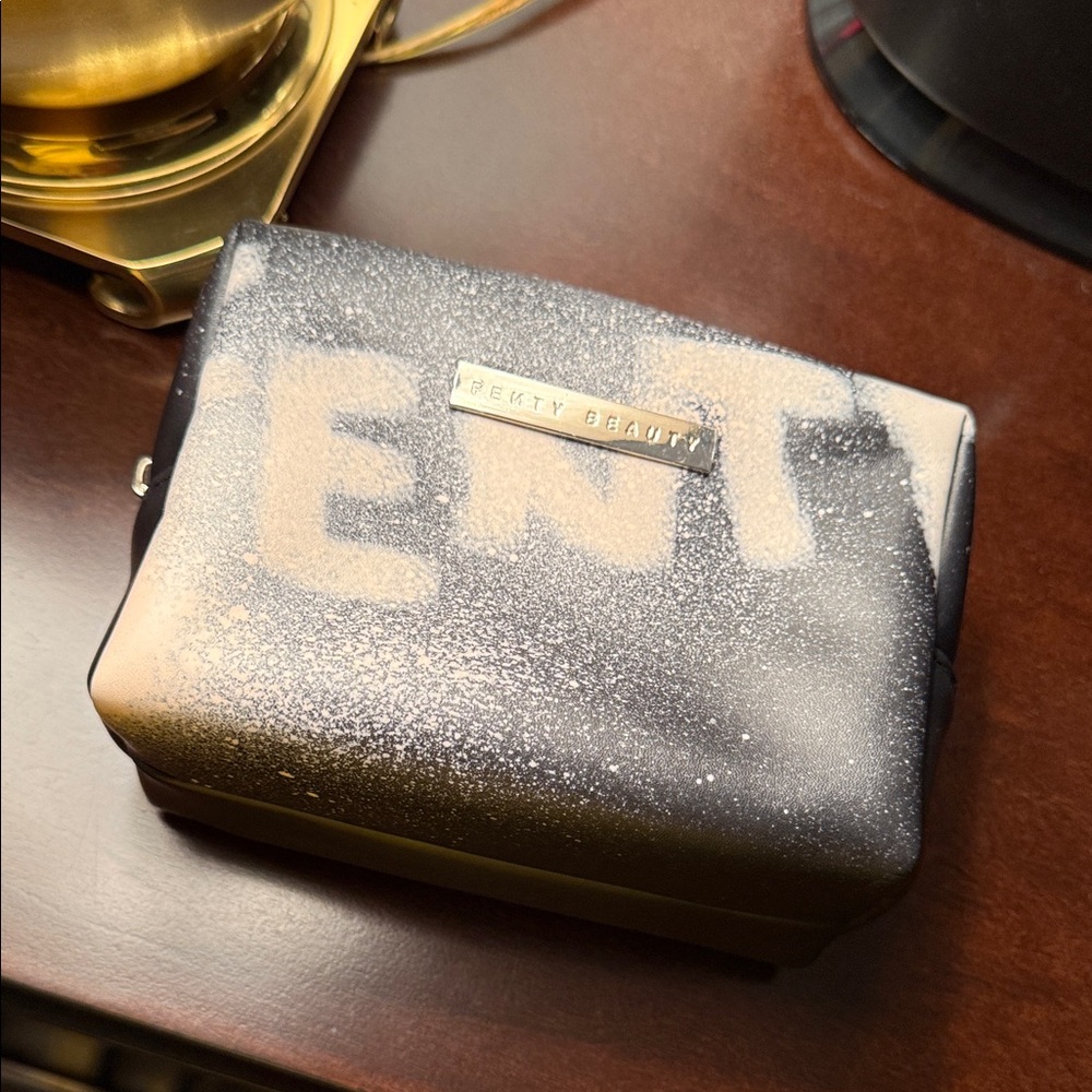 Fenty Beauty Black and Cream Cosmetic Pouch